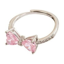 APIPEE Women 925 Sterling Silver Butterfly Bowkot Pink Cubic Zirconia Thumb Ring Stress Anxiety Rings Women's Jewelry Lady Birthday Mother's Day Gifts