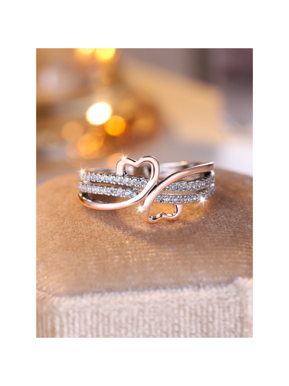 Women Heart Irregular Simple Personality Ring Multi-Gemstone Ring Moissanite