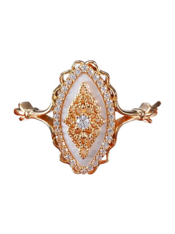 Women Marquise Design Rose Gold Plated White Moissanite Lace Ring