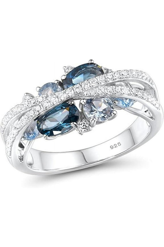 Women Ring, Women Ring X Shape 925 Sterling Silver Cubic Zirconia Jewelry Vintage Bright Luster Ring for Daily Wear Jewelry Birthday Gift Party