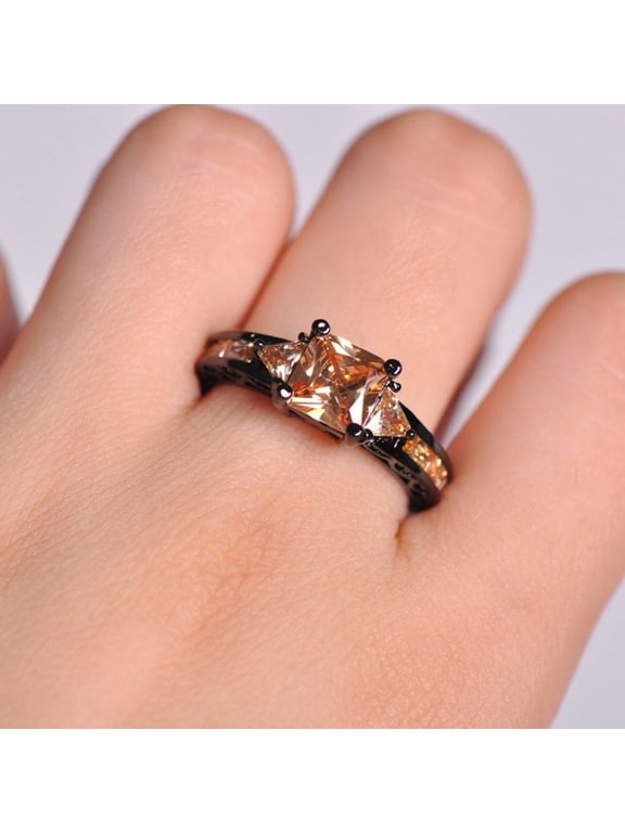 Women Square Moissanite Couple Ring Multi-Gemstone Ring