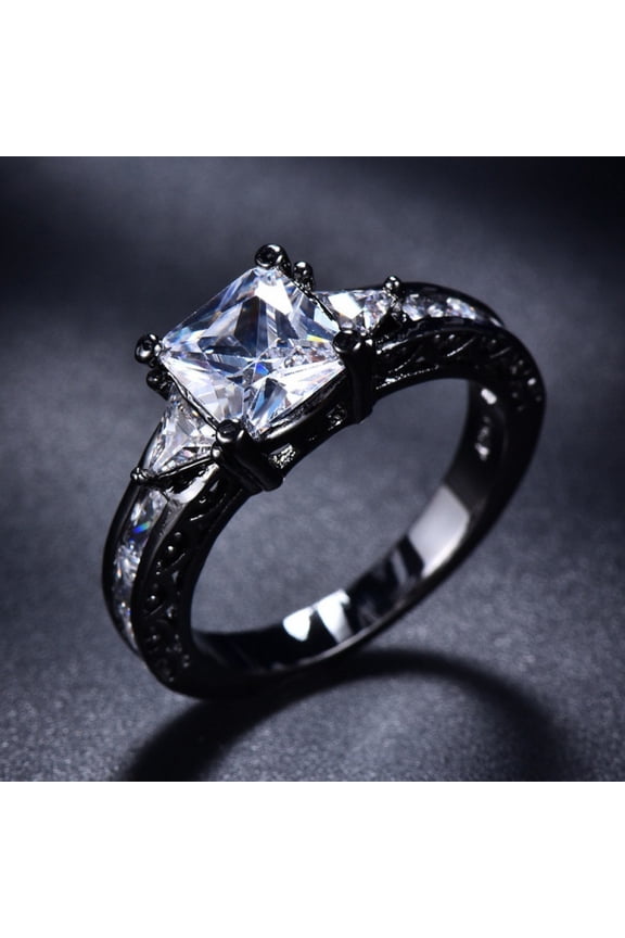 Women Square Moissanite Couple Ring Multi-Gemstone Ring