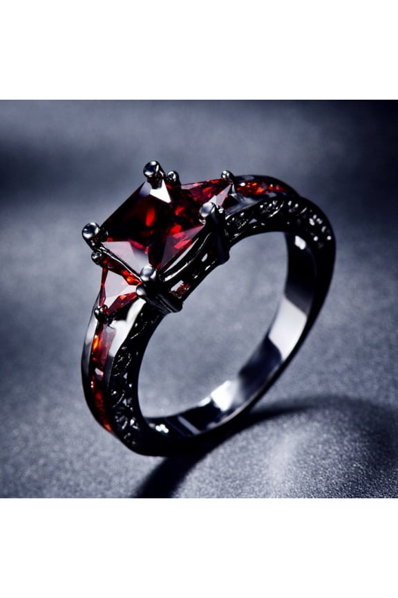 Women Square Moissanite Couple Ring Multi-Gemstone Ring