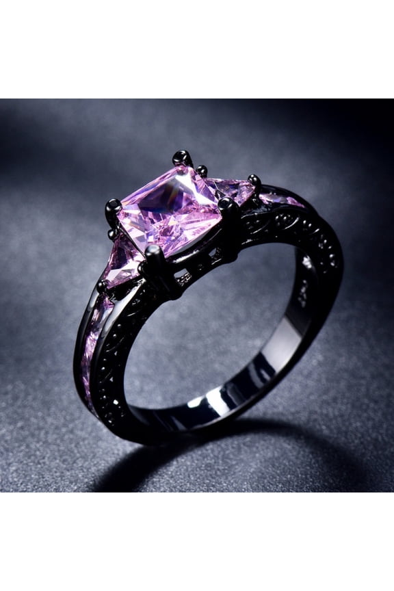 Women Square Moissanite Couple Ring Multi-Gemstone Ring