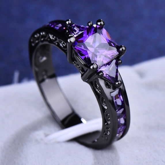 APIPEE Women Square Moissanite Couple Ring Multi-Gemstone Ring