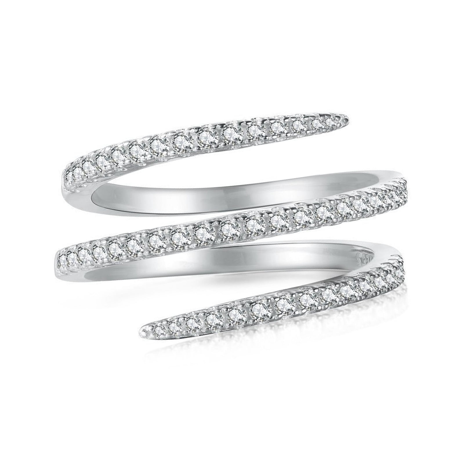 Siling Ring APIPEE Women's Spring Wrap Ring 14K White Gold Plated with White Cubic ...