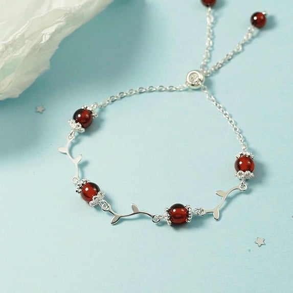 APIPEE strawberry 925 Sterling Silver Bracelets for Women, Fashion Adjustable Slider Unique S925 Bracelet Jewelry For Wedding Gifts