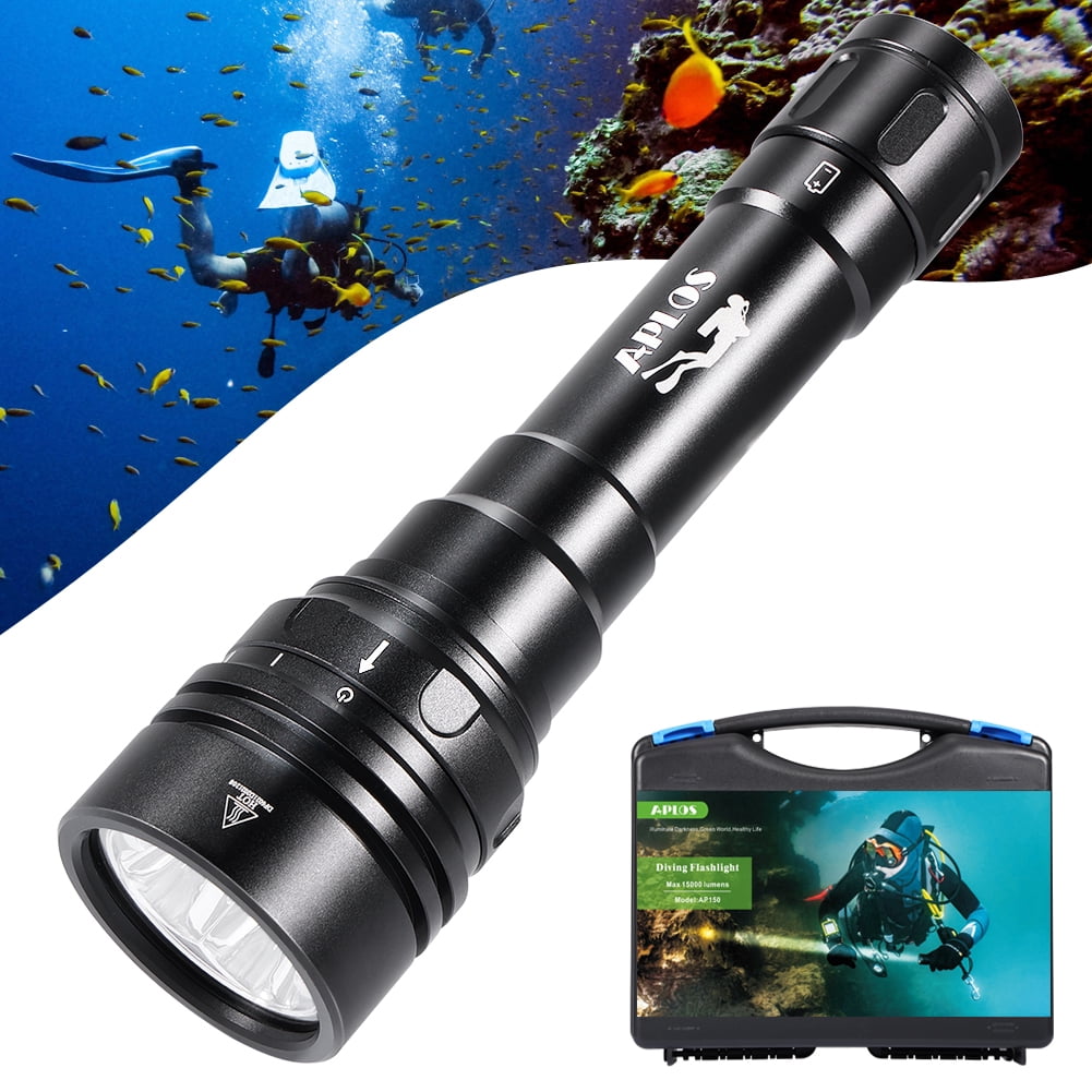 APLOS AP150 Dive Light, 15000 Lumen, Underwater 492ft, Scuba Diving Flashlight with Rechargeable Batteries and Charger IPX8 Waterproof
