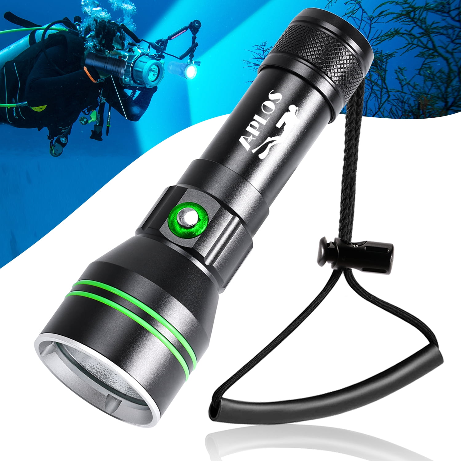 APLOS AP50 Scuba Diving Flashlight With Power Indicator, 5000lm, P70