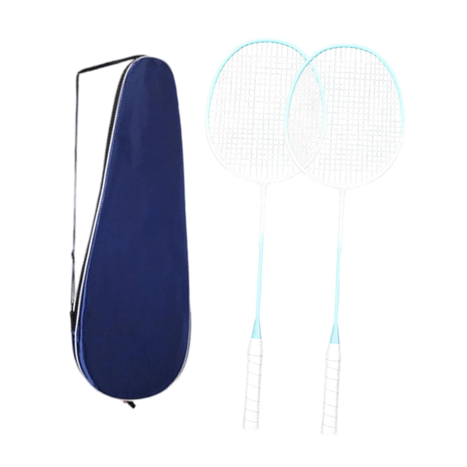 Light Blue Racket APLVFFZH 2Pcs Badminton Rackets with Carrying Bag Beginners Player ...
