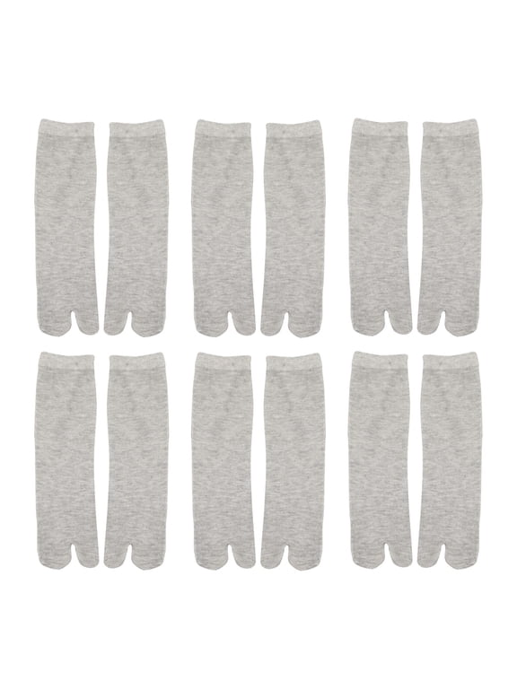 6 Pairs Flip Flop Socks Lightweight Middle Tube Socks Clothes Stylish Two Finger Grey