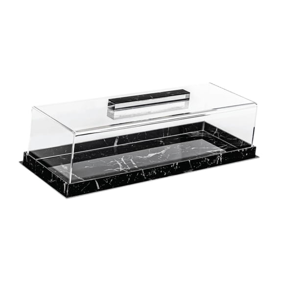 APLVFFZH Bakery Display Case Acrylic Rectangular with Clear Lid Dessert Display Plate for Black