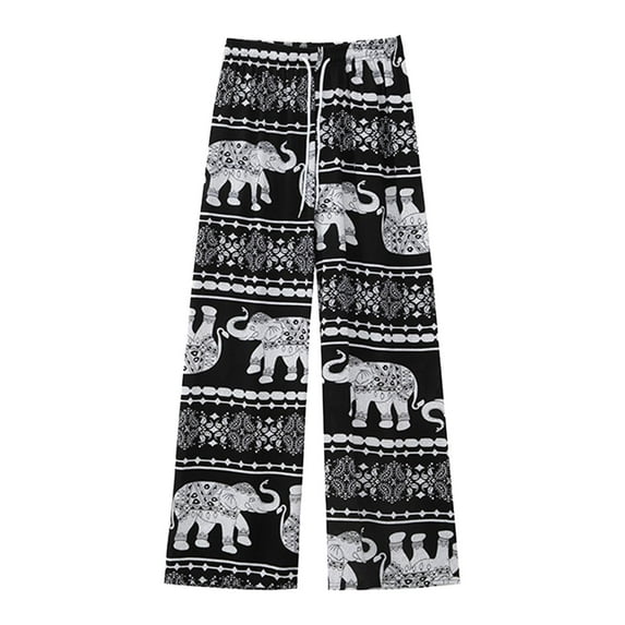 APLVFFZH Boho Harem Pants Elephant Women Pants Thai Casual Clothing Wide Leg, Hippie Lady White