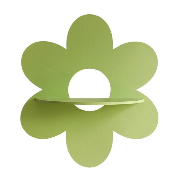 APLVFFZH Flower Shape Storage Rack, Wooden Display Stand, Wall Art Shelf for Small Plants Green