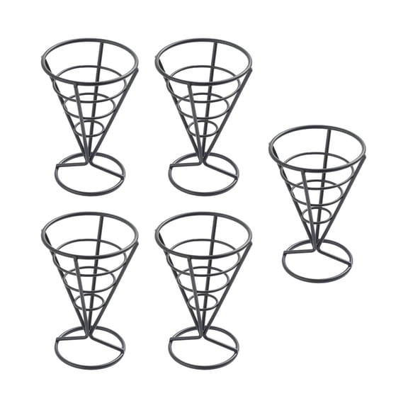 APLVFFZH French Fries Stand Cone Holder Stand, Fashion Reusable Serving Stand Cone Basket Black