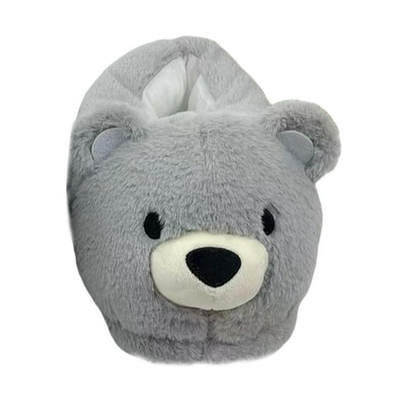 APLVFFZH Furry Animal Shoes Soft Casual Nonslip Cute Fuzzy Slippers Footwear Gray