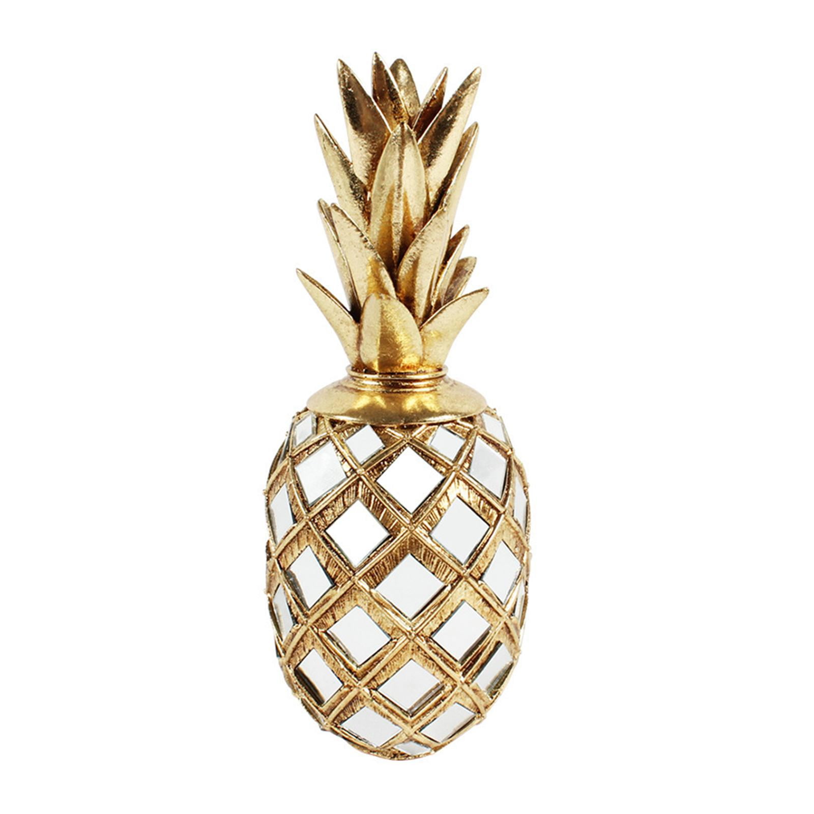 Gold and White Resin Pineapple Decorative Sculpture