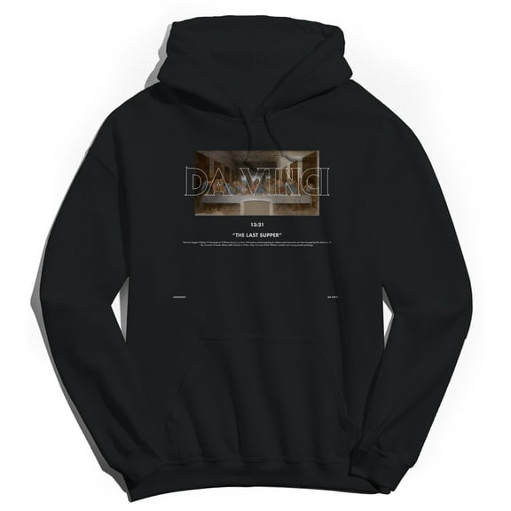 APOH Da Vinci Last Supper Graphic Black Men's Cotton Pullover Hoodie