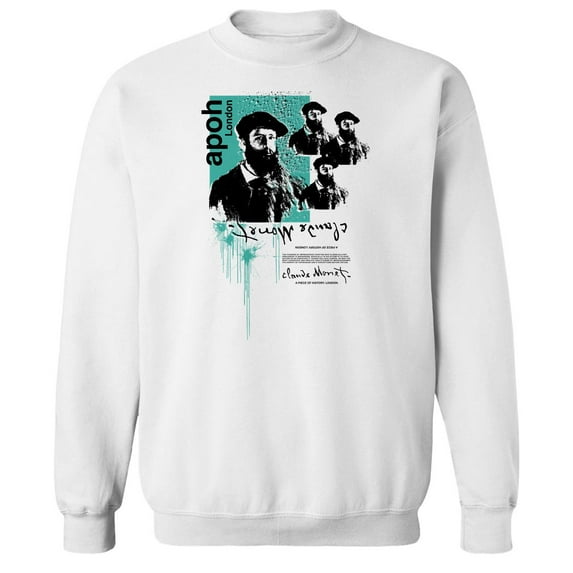 APOH Monet Impressionist Graphic White Men's Cotton Pullover Sweatshirt