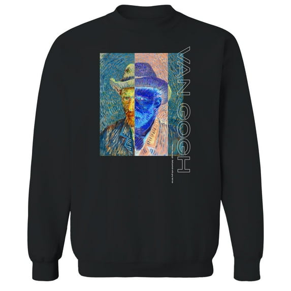 APOH Vincent Van Gogh Vincent Self Protrait Graphic Black Men's Cotton Pullover Sweatshirt