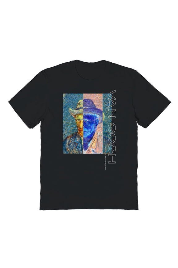 Vincent Van Gogh Vincent Self Protrait Graphic Black Men's Cotton T-Shirt
