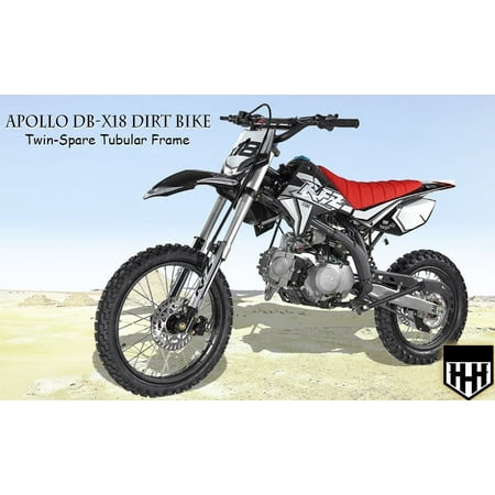 APOLLO Brand New 2021 Apollo Original Dirt Bike X18 125CC RFZ Racing Kick Start, 4 Speed Gears Manual Transmission Clutch Double Spare Frame Big Tiers 17/14