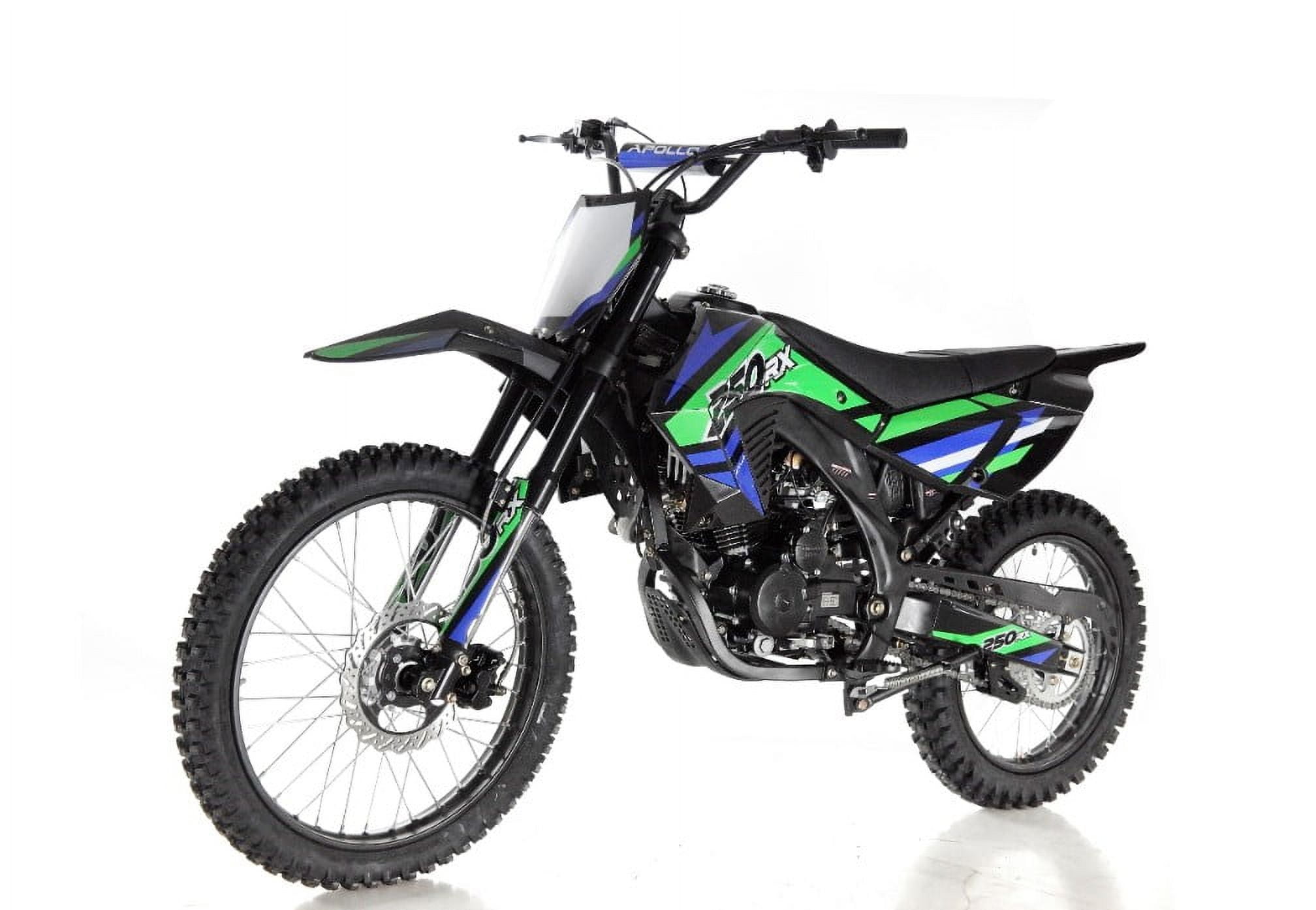 APOLLO DB 36N 250cc Gasoline Powered Adults Dirt Bike 5 Speed Manual Transmission 21 18 Wheels Green Walmart