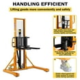 thumbnail image 1 of APOLLOLIFT 1100lbs Hand Manual Pallet Stacker 63" Lift Height Walkie Straddle Pallet Stacker with Adjustable Fork, 1 of 7