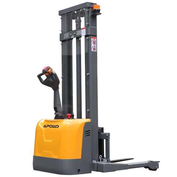 APOLLOLIFT 118" Lift Full Powered Electric Walkie Pallet Stacker, 3300lb Capacity, Straddle Legs and Adjustable Forks