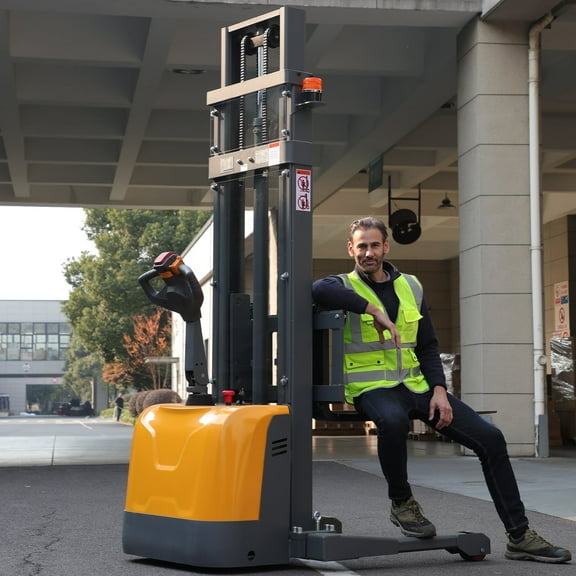 APOLLOLIFT 3300lb Full Electric Pallet Straddle Stacker with Adjustable Fork 98" Lift