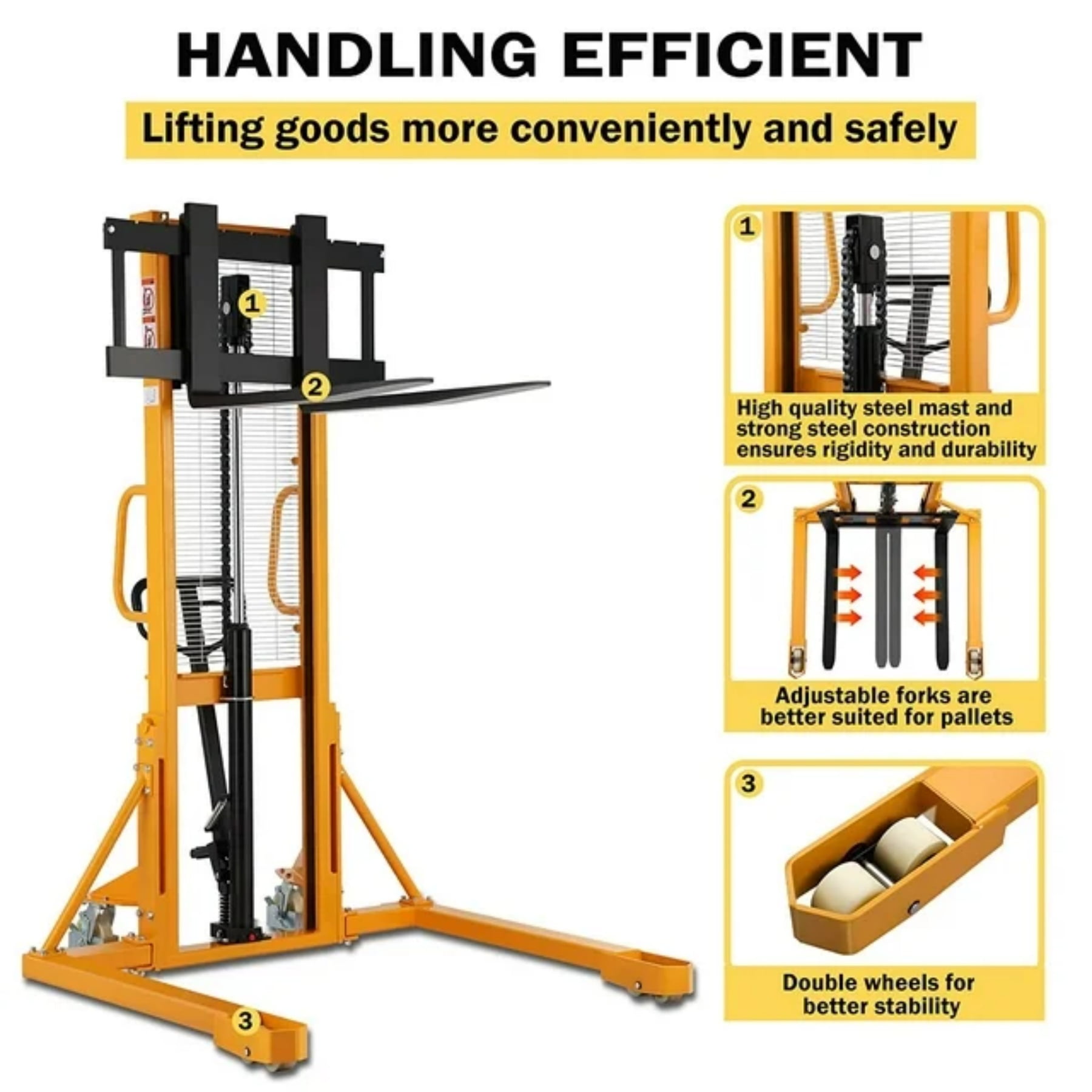  APOLLOLIFT Manual Hand Pallet Stacker 2200lb Load 63 Lifting 