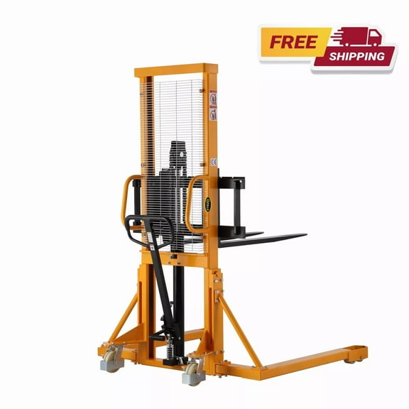 APOLLOLIFT Hand Pallet Stacker Manual Straddle Stacker with Adjustable Fork 2200lb Load, 63" Lifting