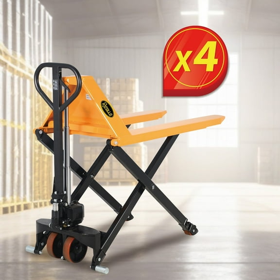 APOLLOLIFT 4PCS 2200lbs Scissor High Lift Truck 45x27" Fork 3.3'' Lowered. 31.5'' Raised