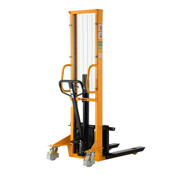 APOLLOLIFT Manual Pallet Stacker Walkie Pallet Forklift 1100lbs Cap. 63" Lift Fixed Legs