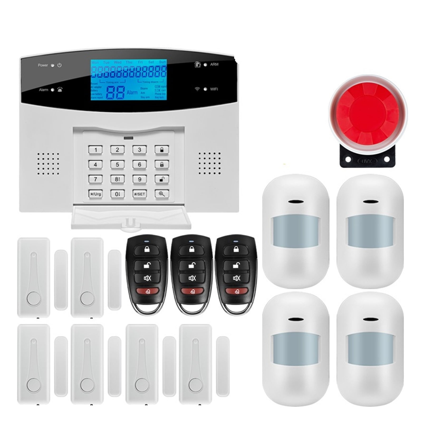 APP Control Wireless Home Security Tuya WIFI GSM Alarm System Two Way ...