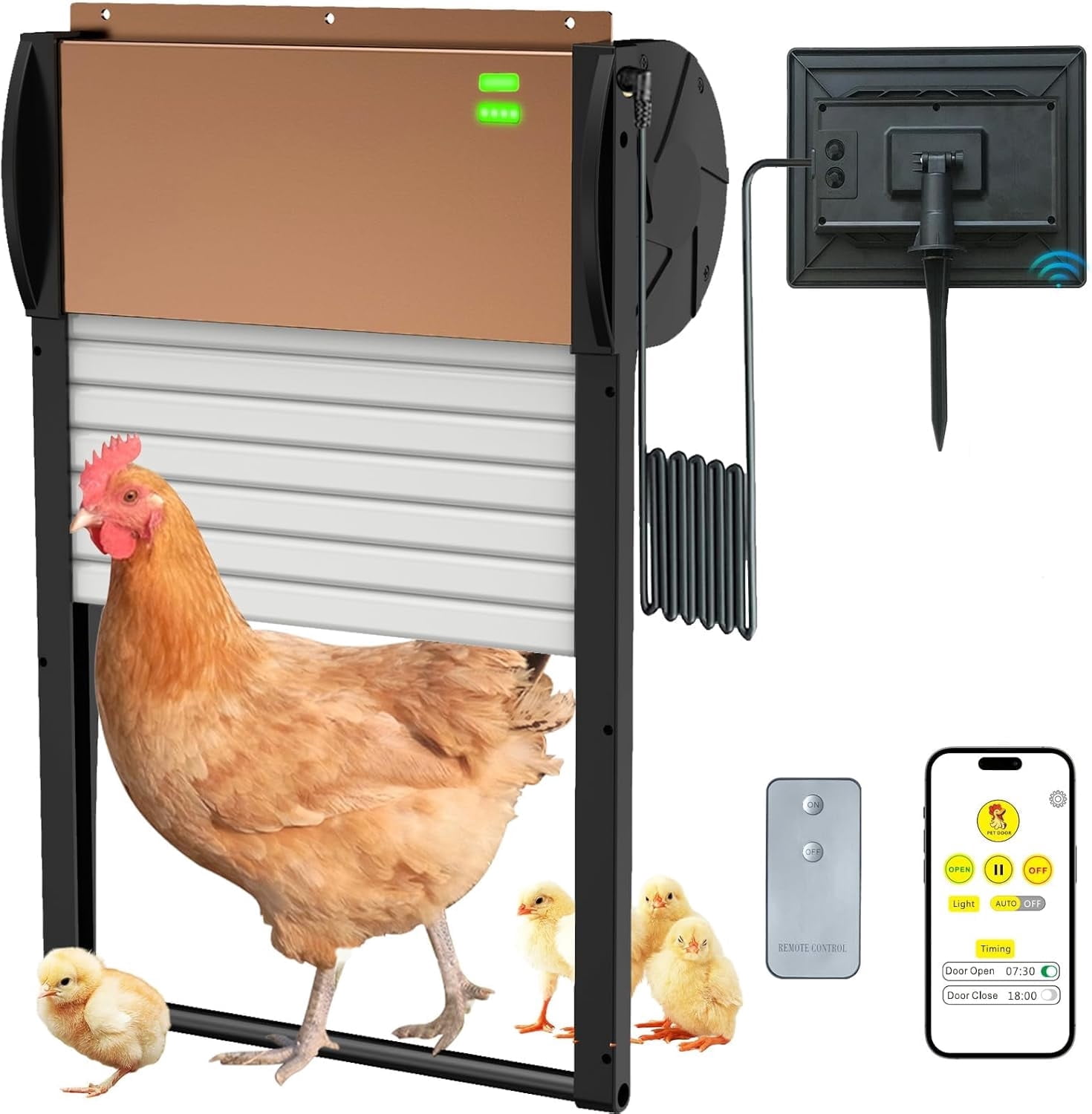 APP Controlled Automatic Chicken Coop Door, Solar Powered Chicken Coop ...