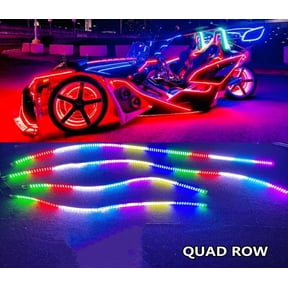 Tzvmny Lighting Factory - Dream Color Chasing 2PC 4FT +2PC 6.5FT Quad Row Light Strips For Grill Underglow Slingshot Bluetooth APP +Remote Waterproof