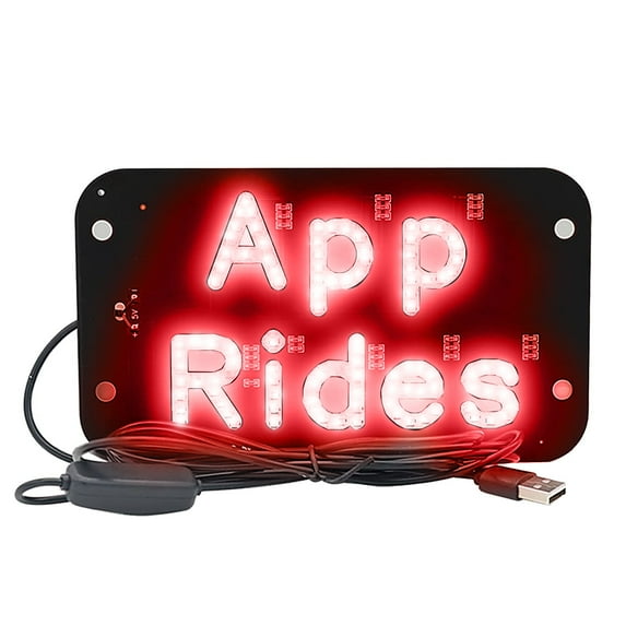 APP Rides LED Car Sign APP Rides Accessories – 7.5” X 4.25” – 6ft. USB | Car Accessories Interior/Taxi Light (APP Rides White)