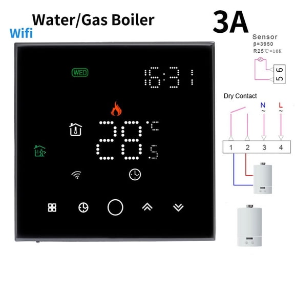 APP WiFi Smart Thermostat, Electric Floor Heating/ Water/Gas Boiler Temperature Remote Controller Temperature Controller ,Easy to Install