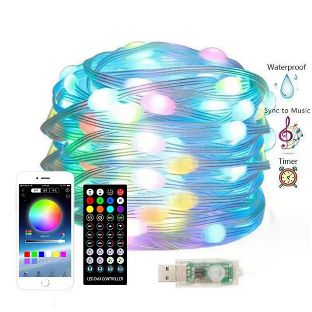 APP point control leather cable LED magic color light string Bluetooth