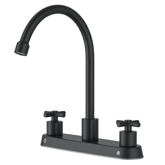 APPASO Matte Black 2 Handle Kitchen Faucet, 3 Hole High Arc Sink Faucet