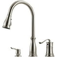 thumbnail image 1 of APPASO 3 Hole Kitchen Faucet with Pull Down Sprayer Stainless Steel Brushed Nickel 218BN, 1 of 8