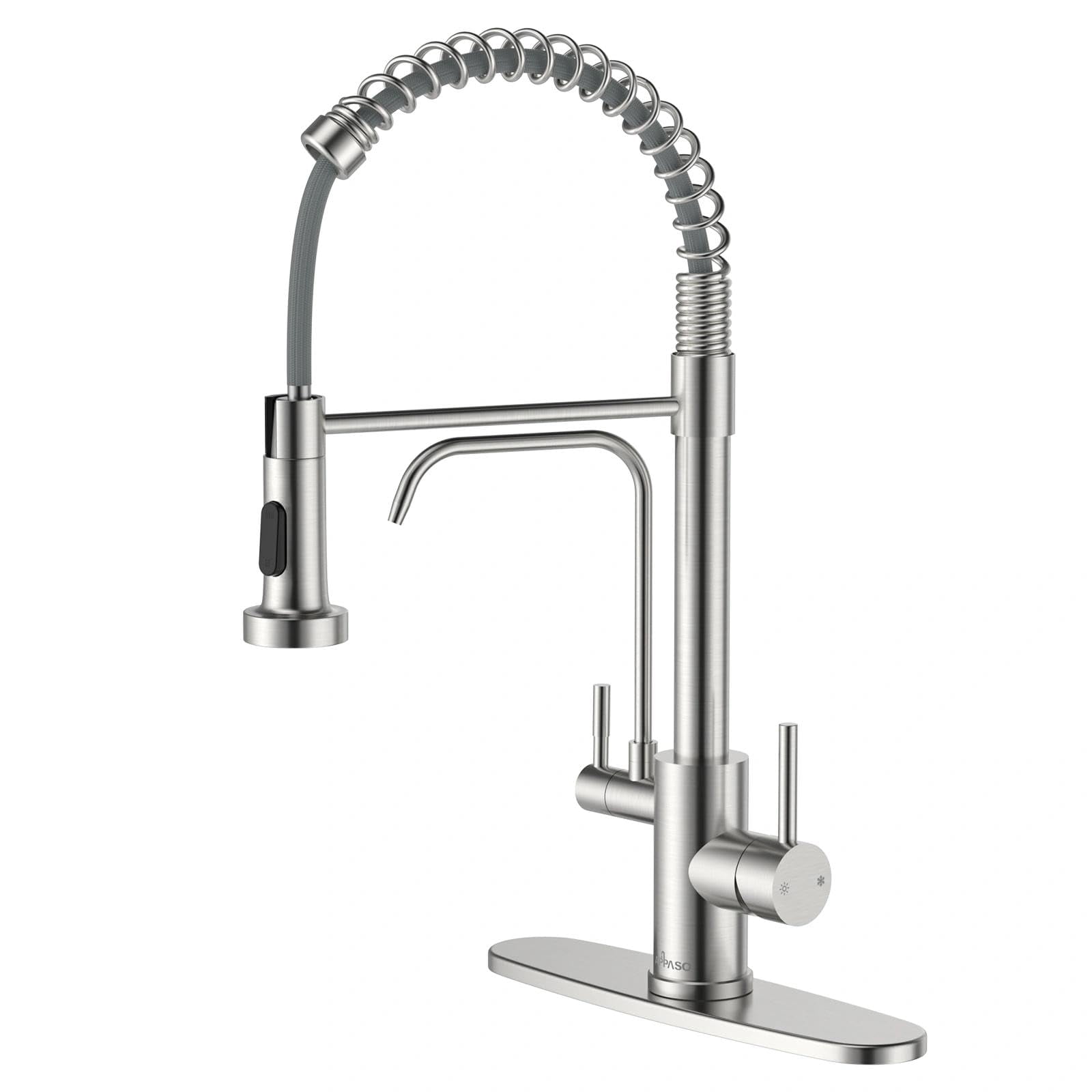 APPASO 3-in-1 Pull Down Kitchen Faucet with Drinking Water Dispenser, 20" High Arc Water Filter Faucet, Brushed Nickel, No Filtration System Included