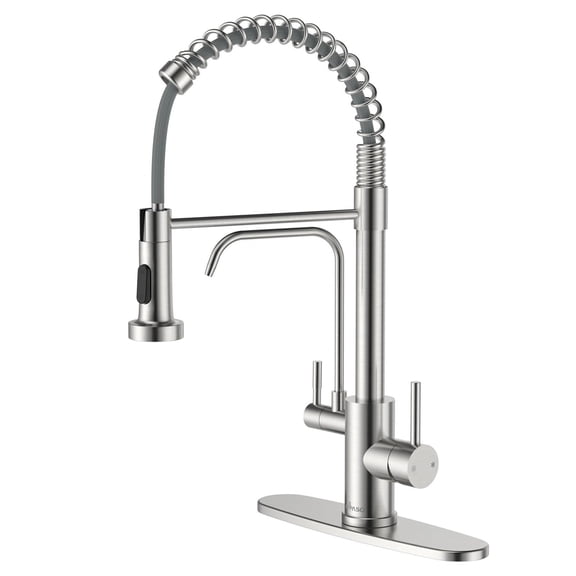 APPASO 3-in-1 Pull Down Kitchen Faucet with Drinking Water Dispenser, 20" High Arc Water Filter Faucet, Brushed Nickel, No Filtration System Included
