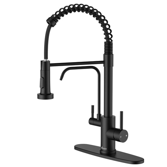 Appaso 3-in-1 Pull Down Stainless Steel Black High-Arc 20 Inch Kitchen Faucet