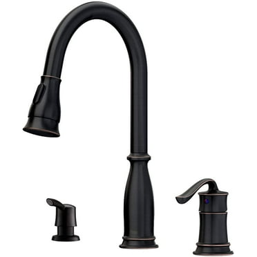 APPASO Antique 3 Hole Pull Down Kitchen Faucet with Sprayer Oil Rubbed Bronze 218ORB