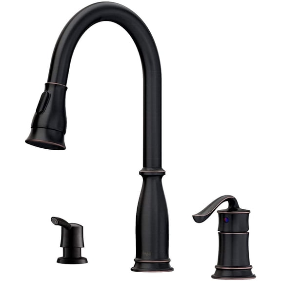 APPASO Antique 3 Hole Pull Down Kitchen Faucet with Sprayer Oil Rubbed Bronze 218ORB