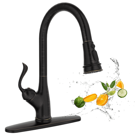APPASO Antique Pull Down Kitchen Faucet with Deck Plate Oil Rubbed Bronze 148ORB