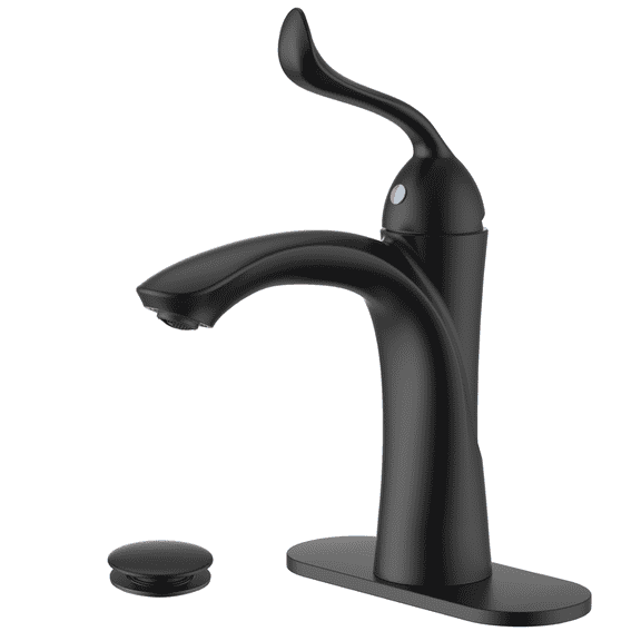APPASO Bathroom Sink Faucet , Single Hole Sink Faucet Spot Resist with Optional Deck Plate for 1 to 3 Hole Installation, Single Handle Vintage Design with Pop Up Drain for Vanity,Matte Black