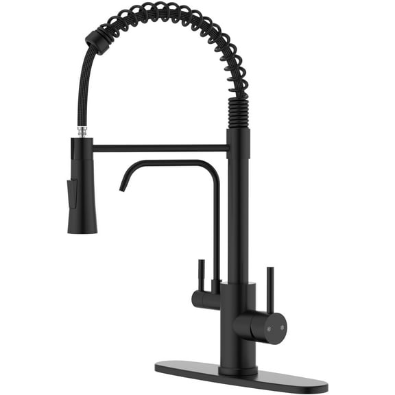 APPASO Black Kitchen Faucet with Drinking Water Faucet, 3 in 1 Pull Down Faucet with Purfied Water Faucet, Single-Handle High Arc Kitchen Water Filter Faucet, Matte Black (Without Filtration Device)